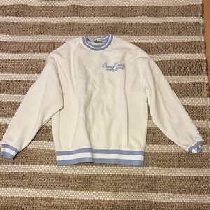 White and Blue Crewneck Sweater